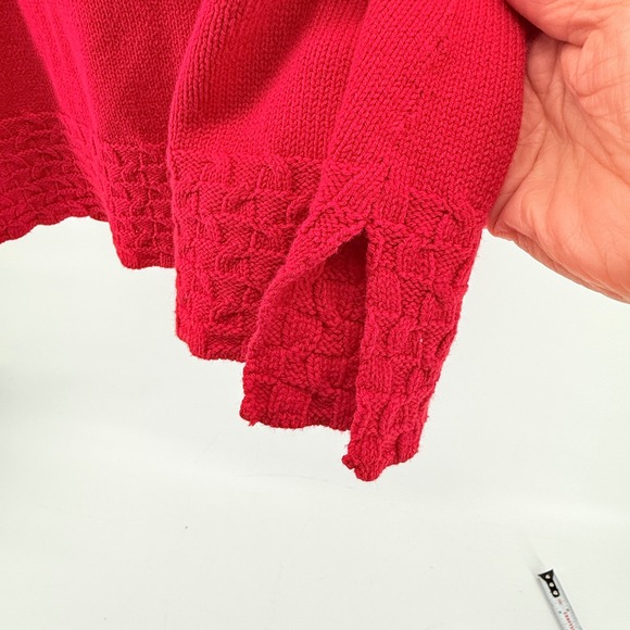 Coldwater Creek Red Cowl Neck Sweater Button Detail Textured Trim Womens Large - Picture 4 of 13
